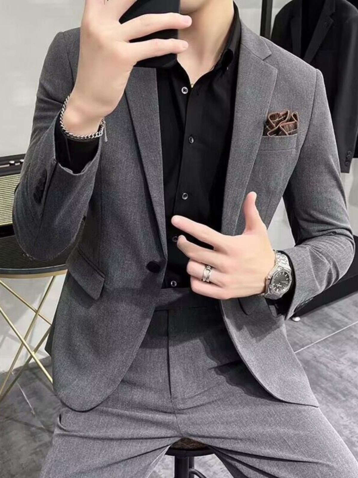 Men'S Urban Formal Wear - Costume trois pièces slim fit pour