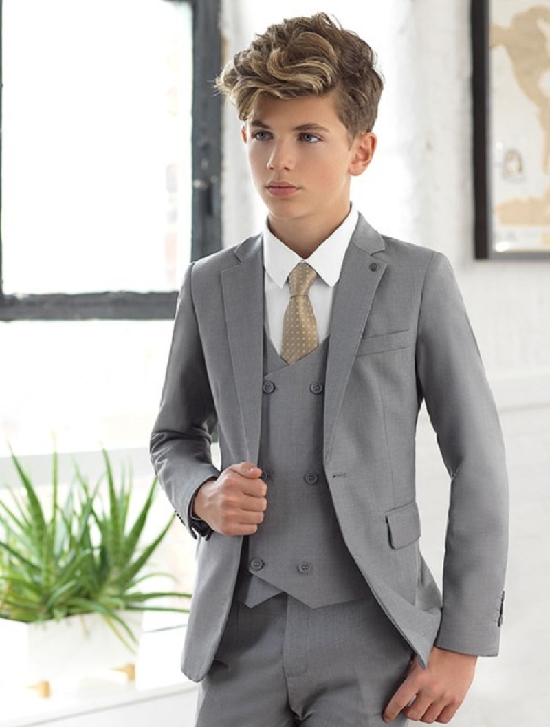 Formal Wear For Men Kids - Costume gris clair à revers cranté