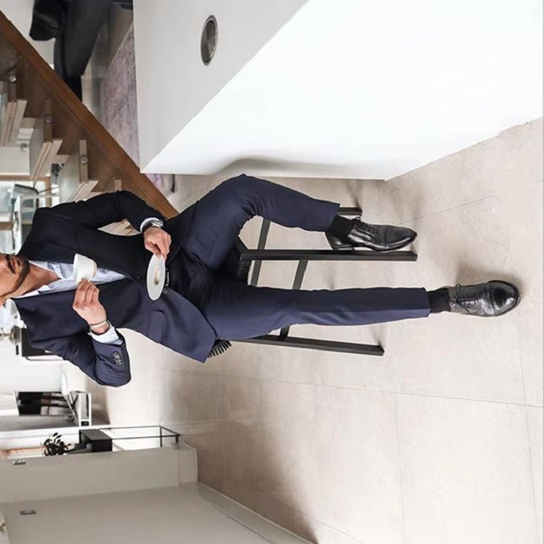 Men Formal Wear For Dinner - Costume de smoking bleu marine 2
