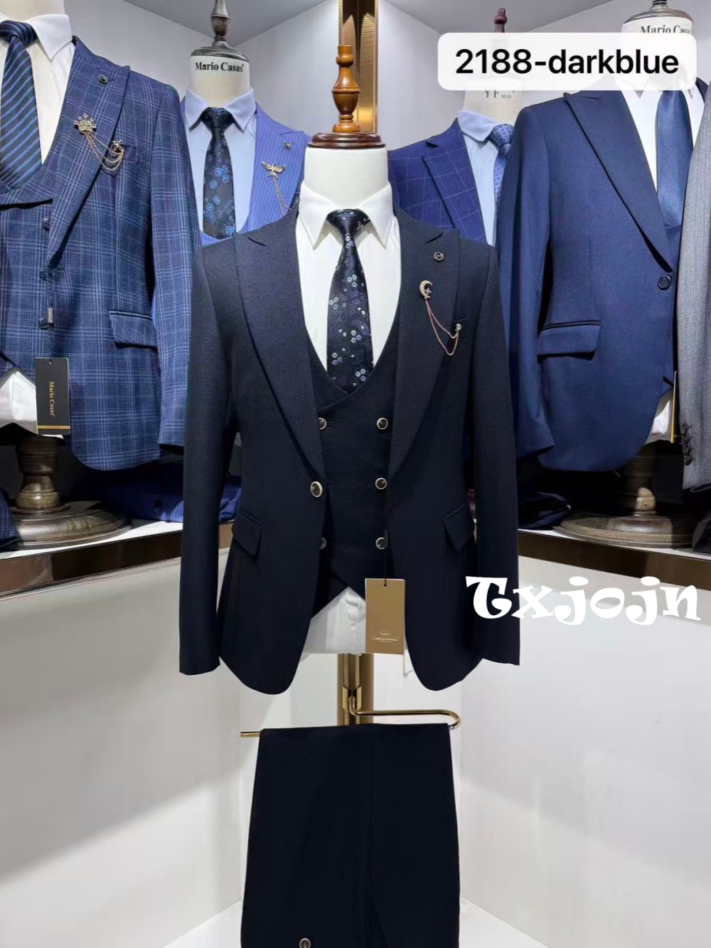 Men Formal Wear Clothes - Ensemble de costume formel bleu foncé