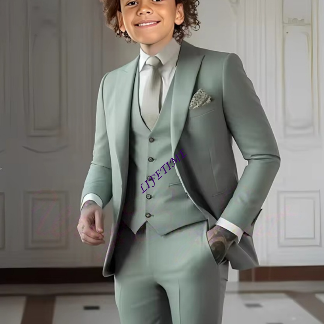 Formal Wear For Men Kids - Costume trois pièces vert clair pour