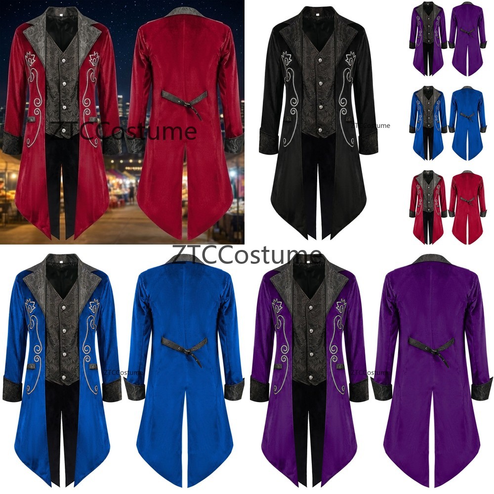 Men'S Medieval Formal Wear - Costume de cosplay médiéval steampunk victorien,