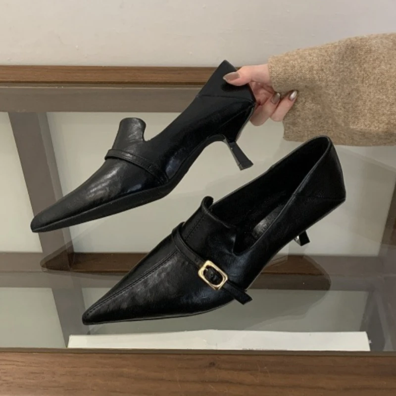 Escarpins élégants à talon cha - Formal Belt Leather Thin avis et prix