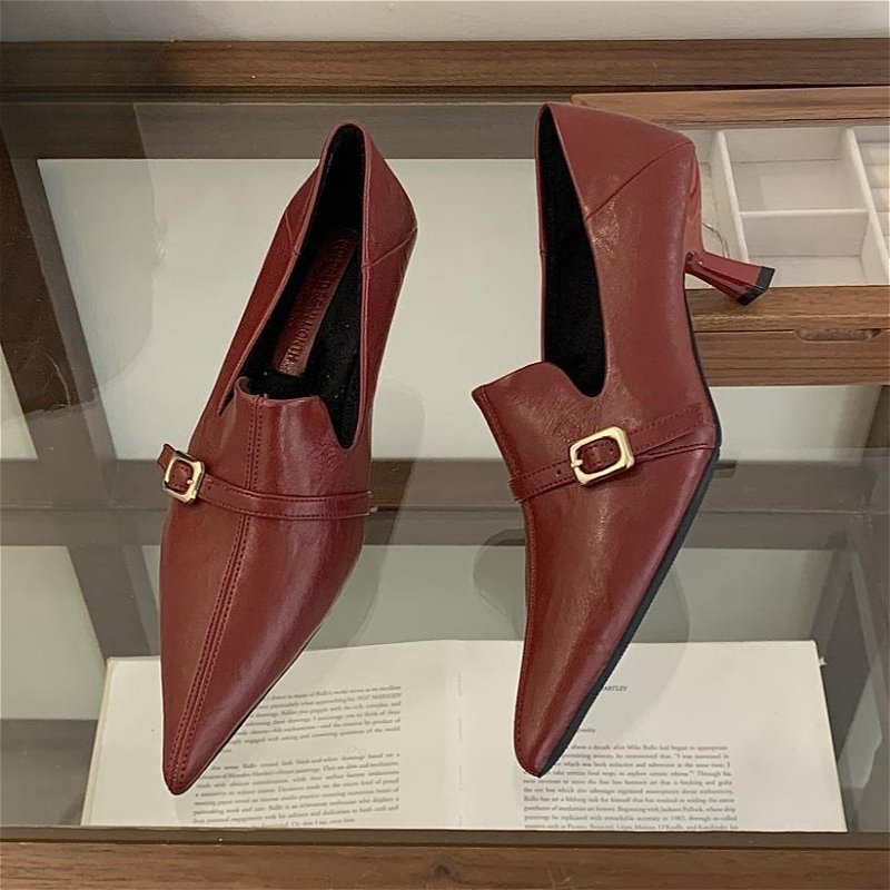 Escarpins élégants à talon cha - Formal Belt Leather Thin avis et prix
