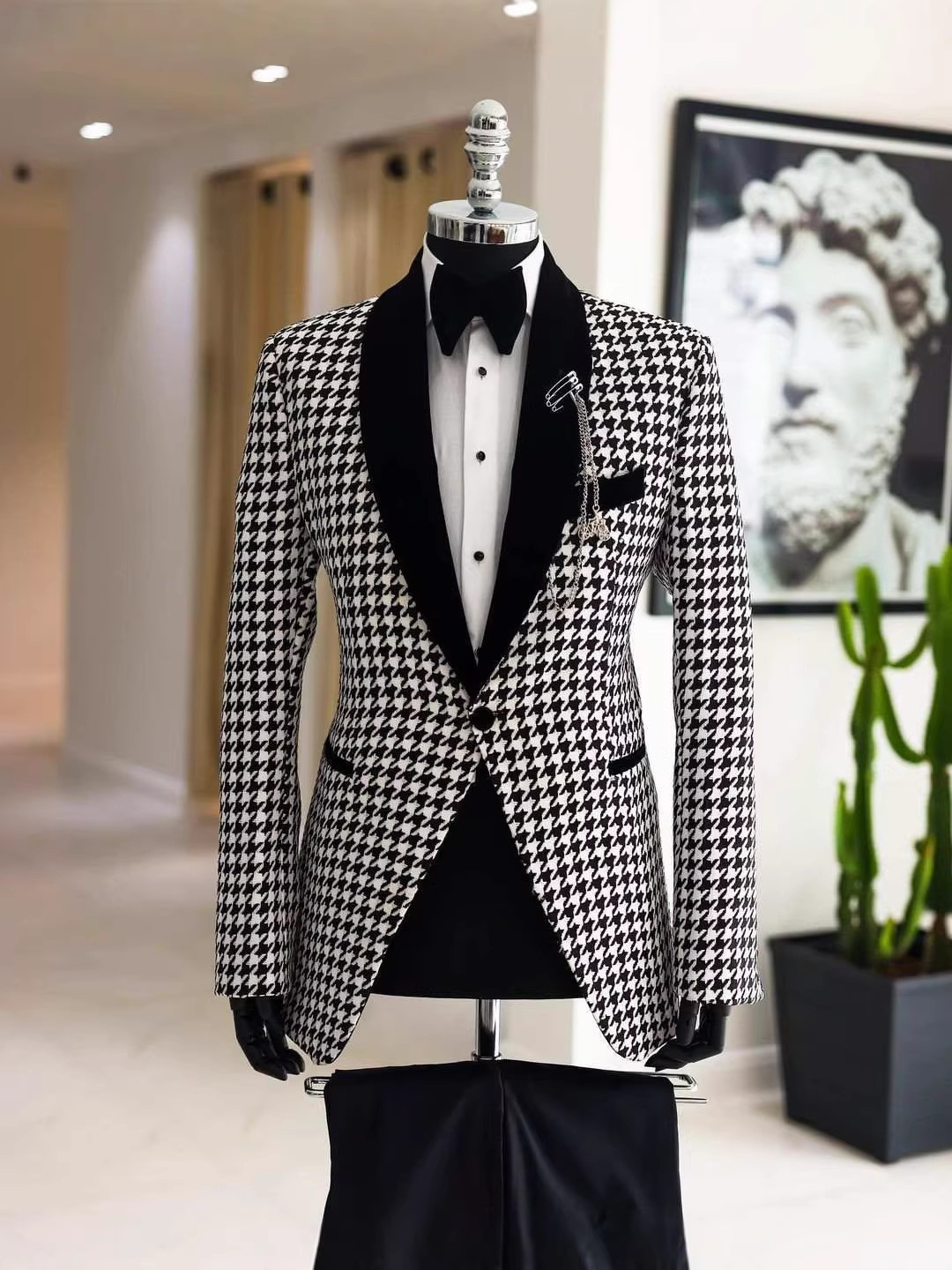 Costume élégant à motif pied-d - Men Formal Wear Clothes avis et prix