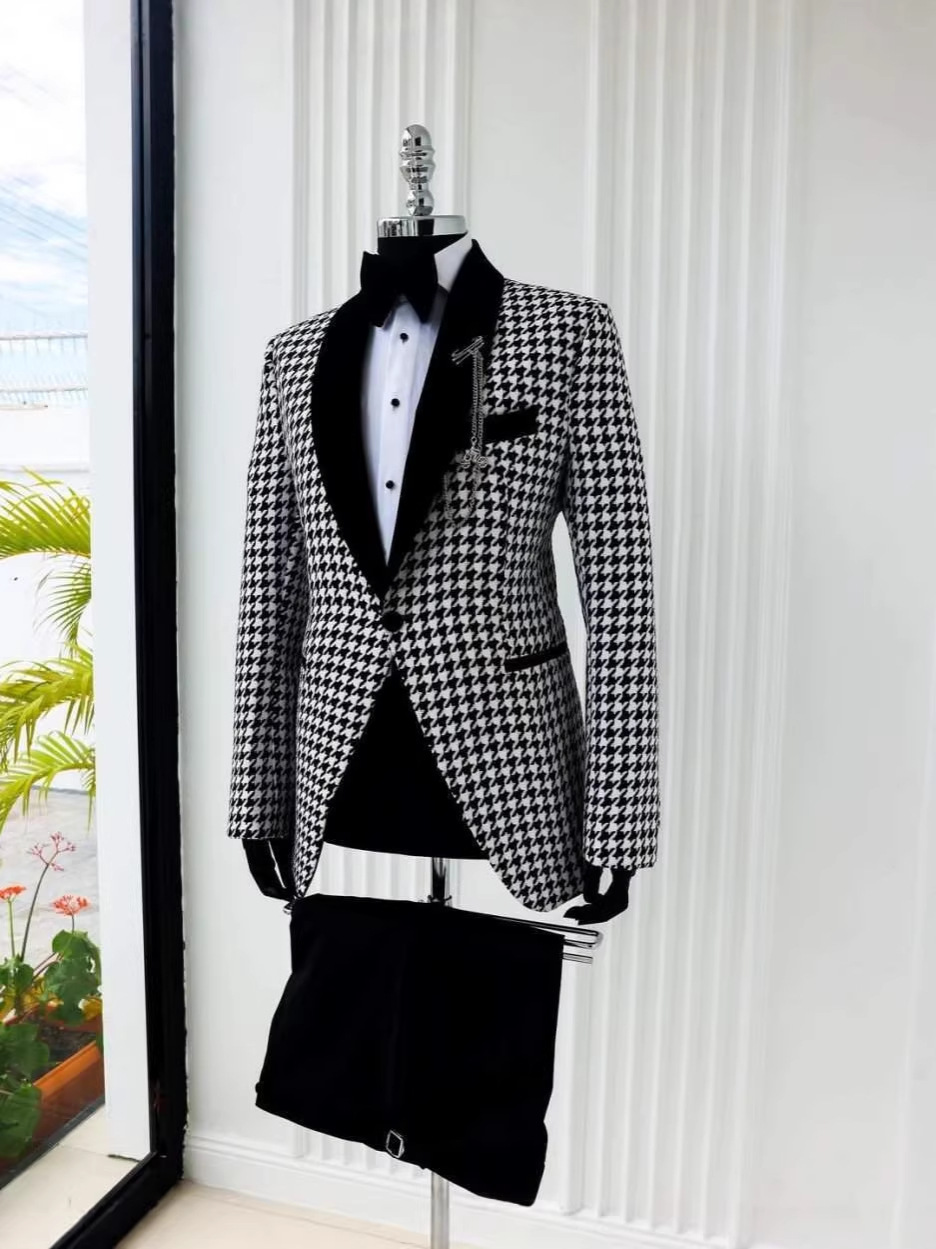 Costume élégant à motif pied-d - Men Formal Wear Clothes avis et prix