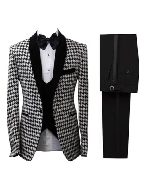 Costume élégant à motif pied-d - Men Formal Wear Clothes avis et prix