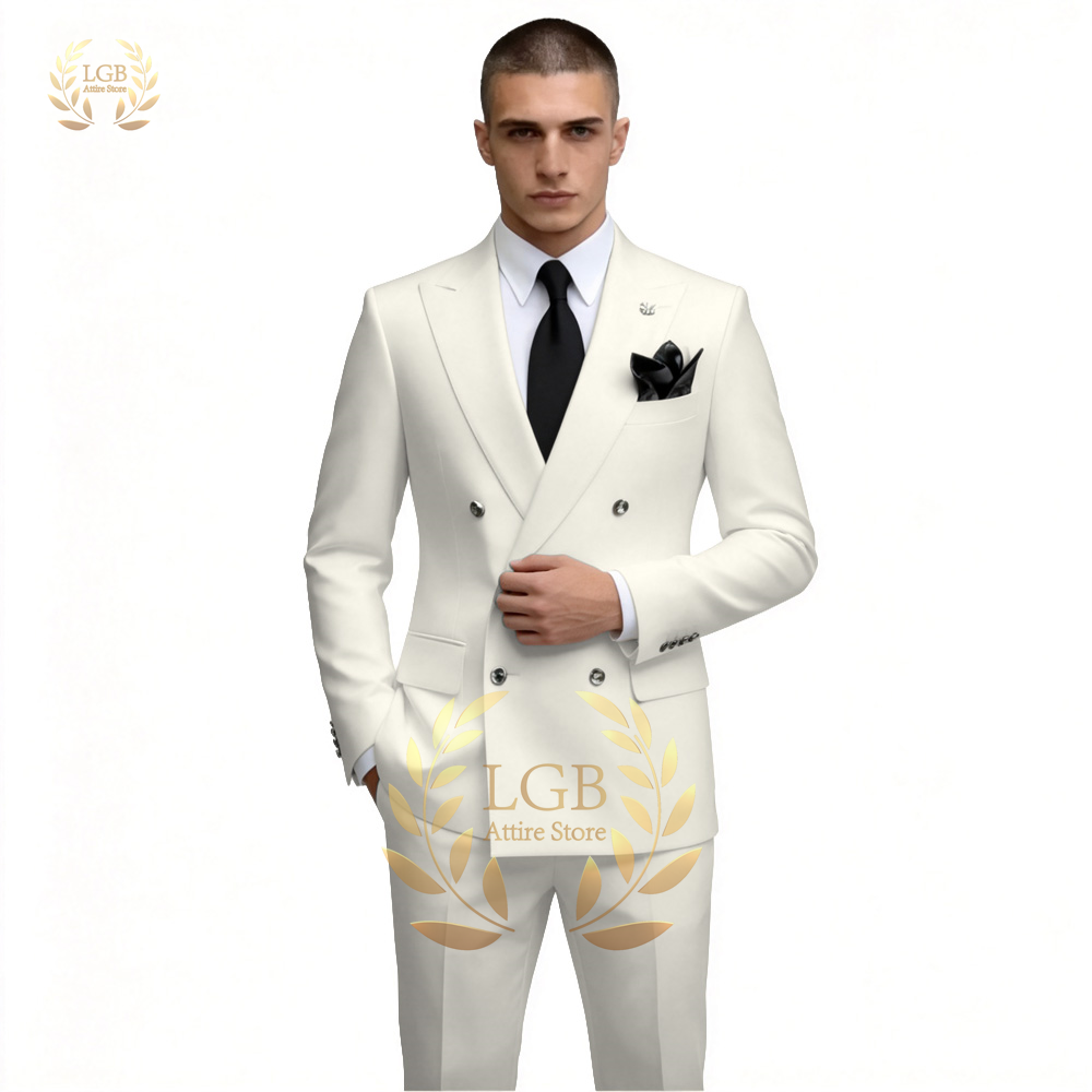 Costume Homme Blanc Croisé 2 P - Men Formal Wear For Dinner avis et prix