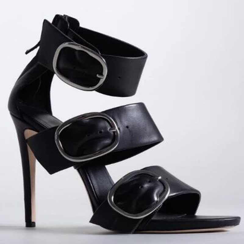 Sandales en cuir noir pour fem - Formal Belt Leather Thin avis et prix