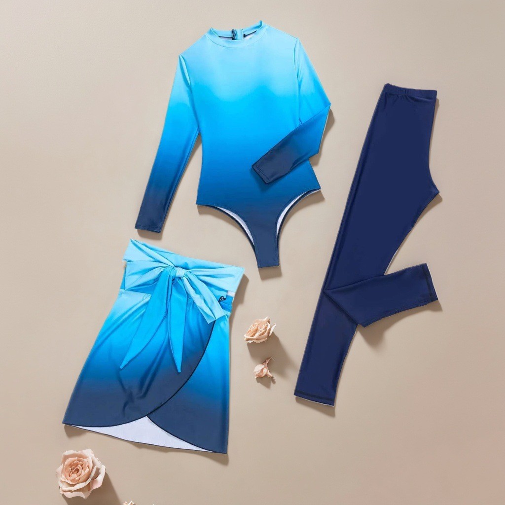Maillot de bain bleu à manches - Slim Fit Suit Set avis et prix